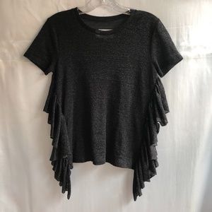 MM6 Maison Margiela black sheer side ruffle top